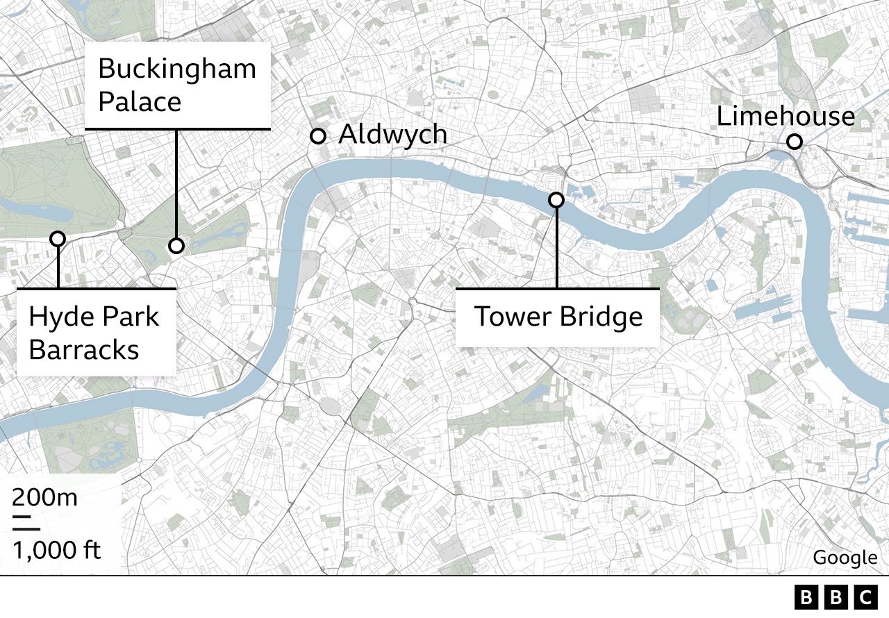 Map of where the runaway horses were spotted