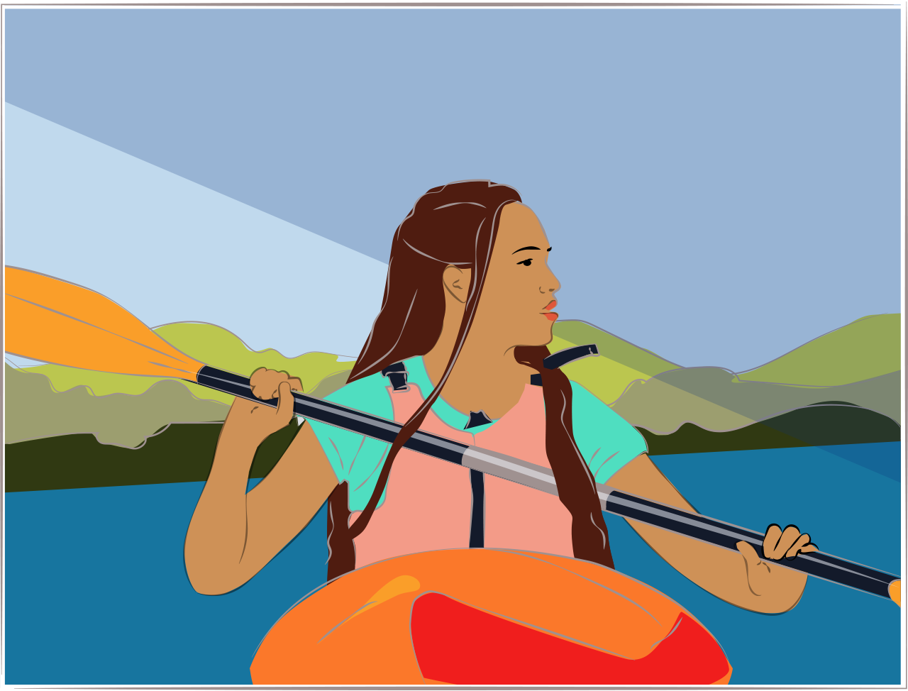 Illustration of a woman in a kayak