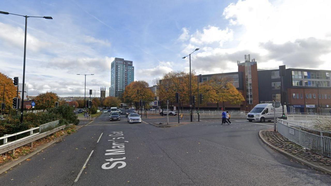 The junction of St Mary's Gate and London Road in Sheffield 