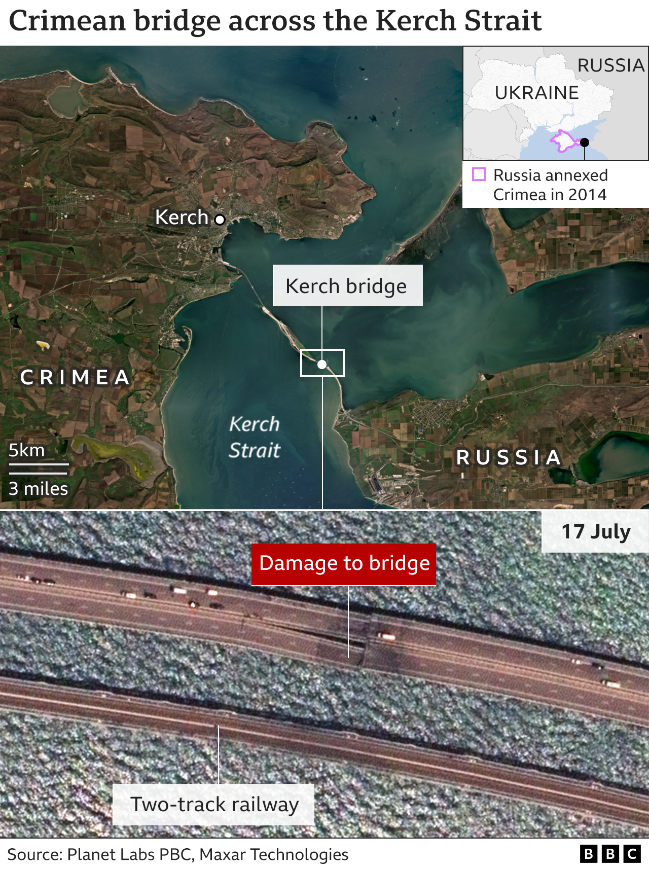 A map of the Kerch bridge