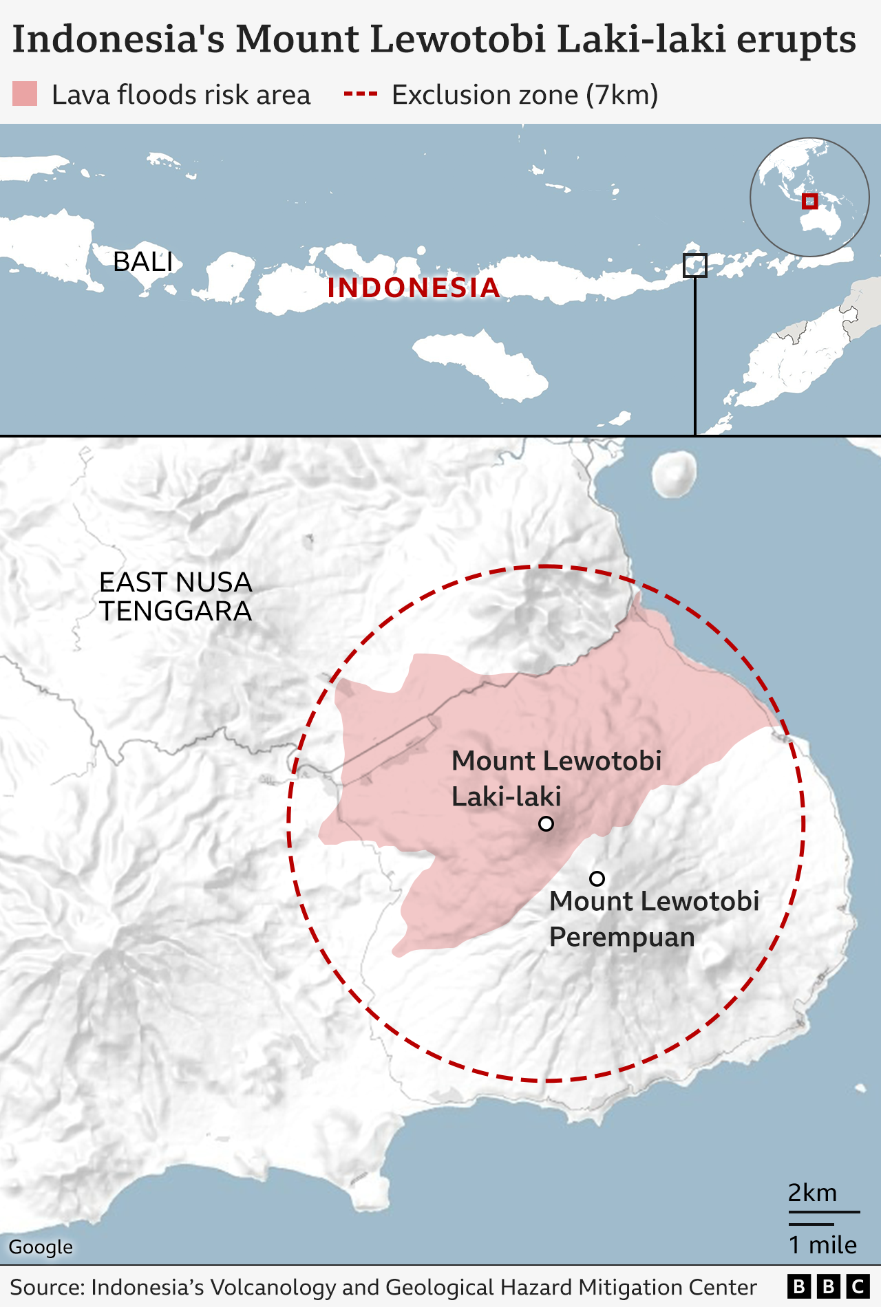 Map showing Mount Lewotobi Laki-laki