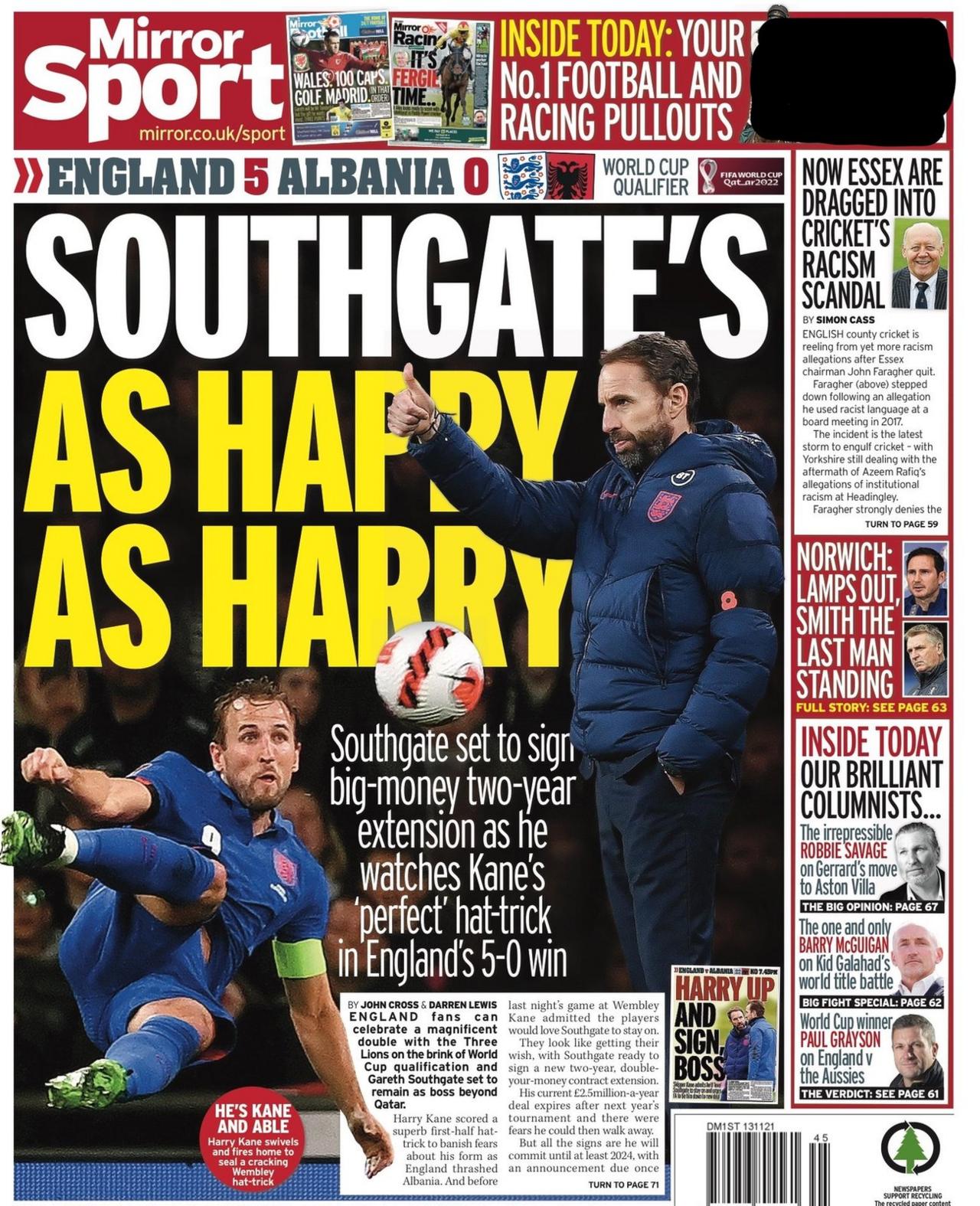 Saturday's Mirror sport