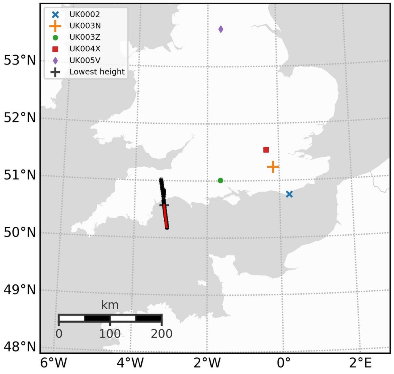 Preliminary data map showing Somerset as the end point