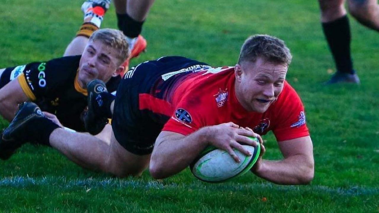 Cornish Pirates score a try at Ampthill