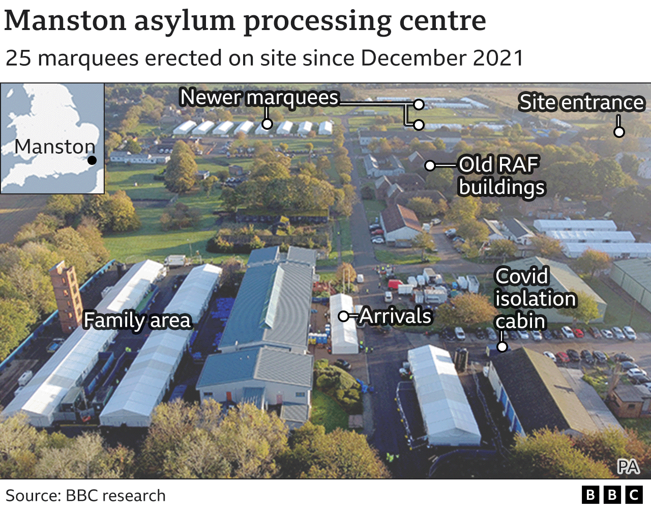 Manston migrant facility in Kent