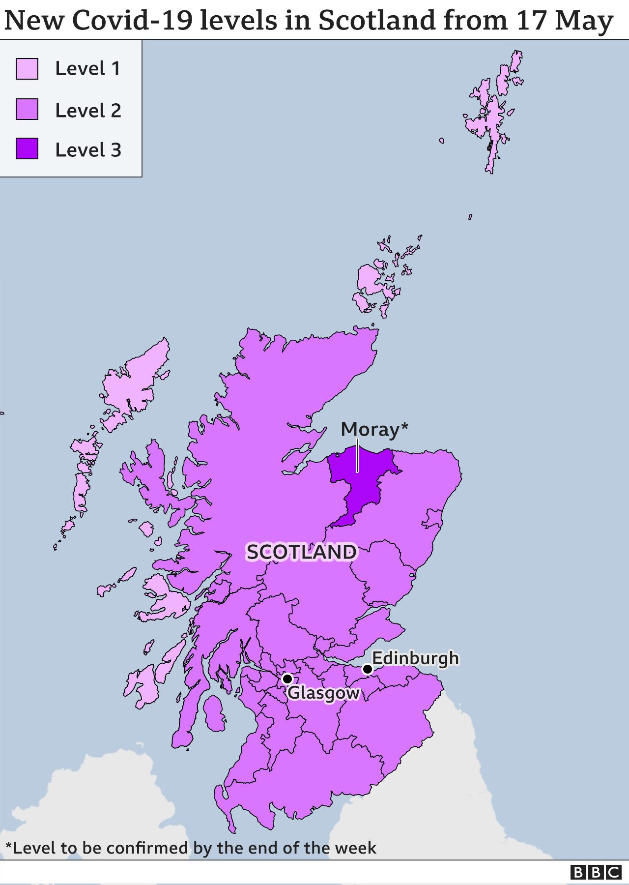 Map showing levels in Scotland