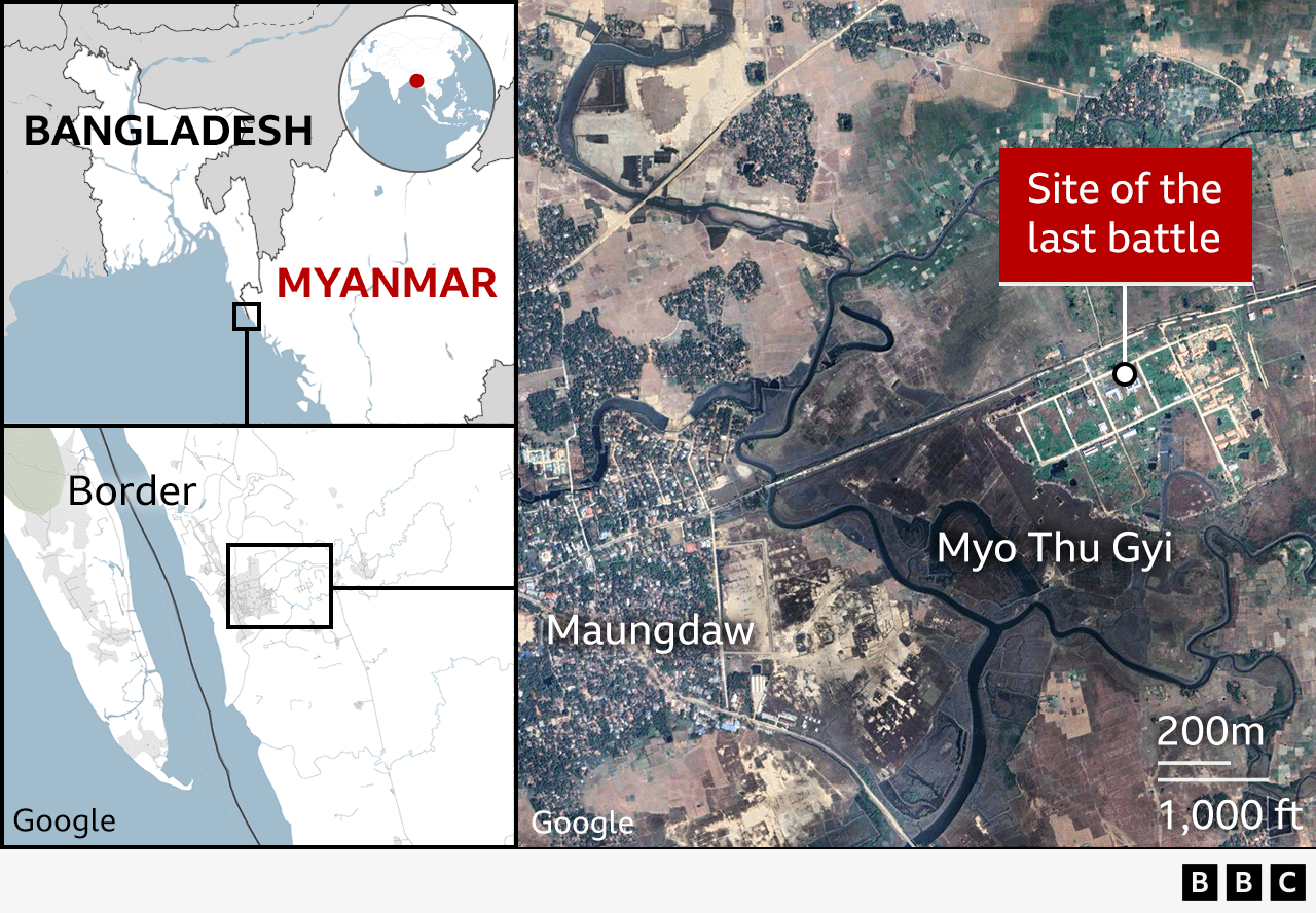 Map showing location of battle in Myanmar