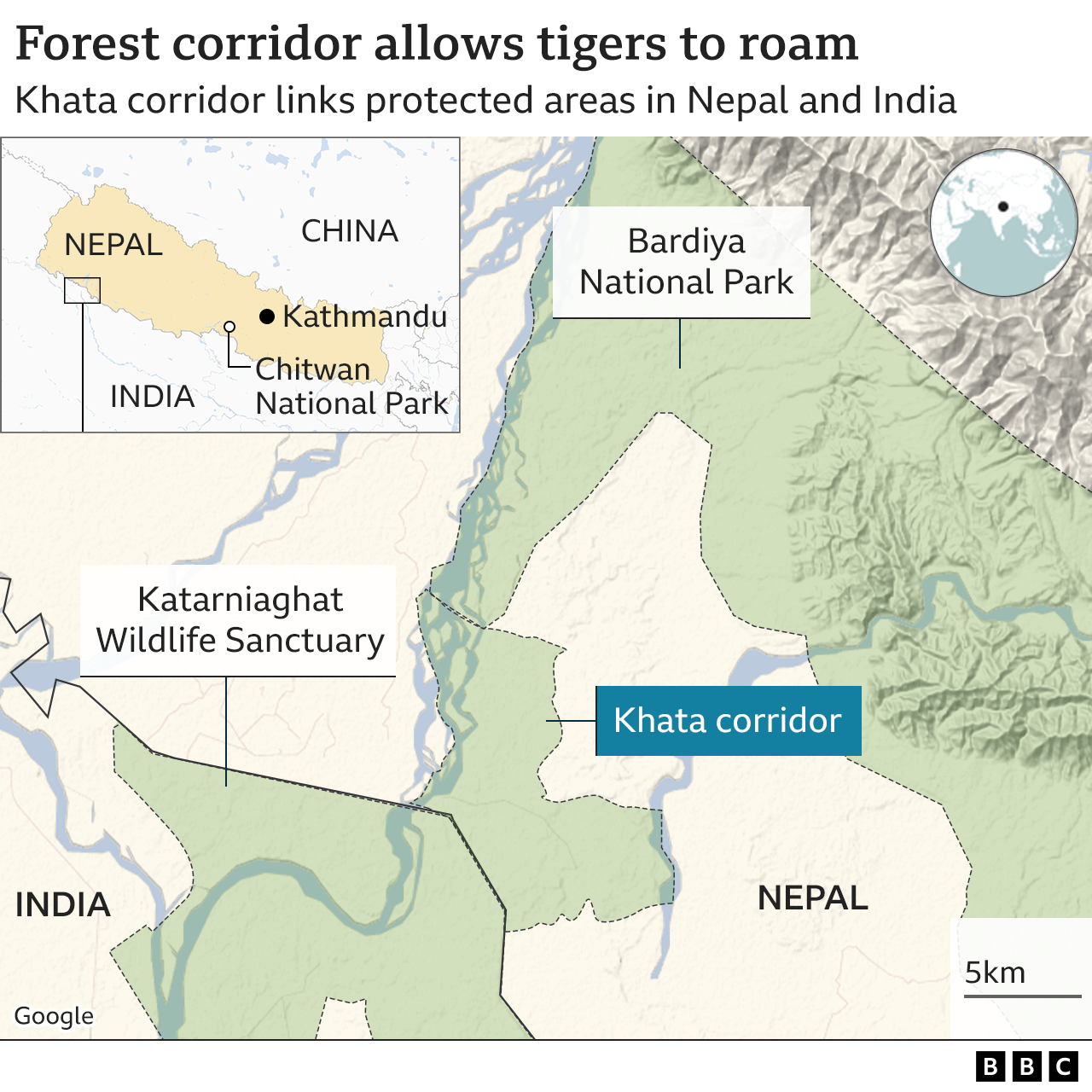 Map of the forest corridor