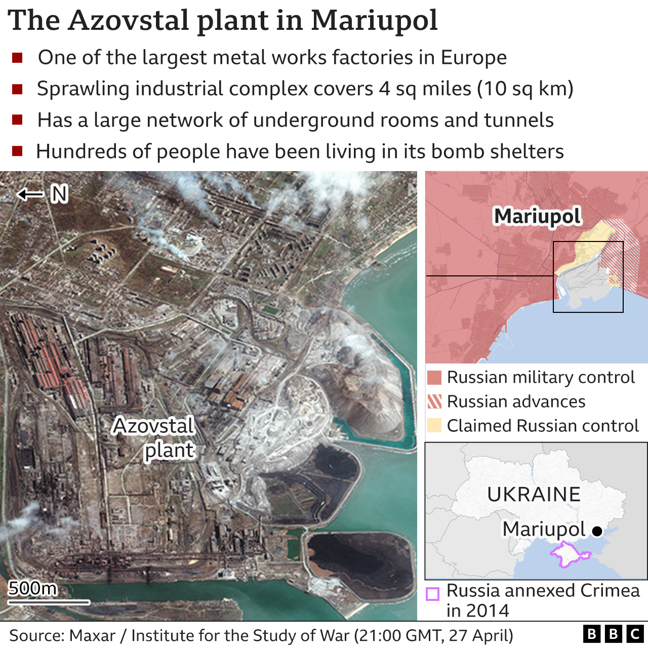 Graphic shows the steel plant in Mariupol