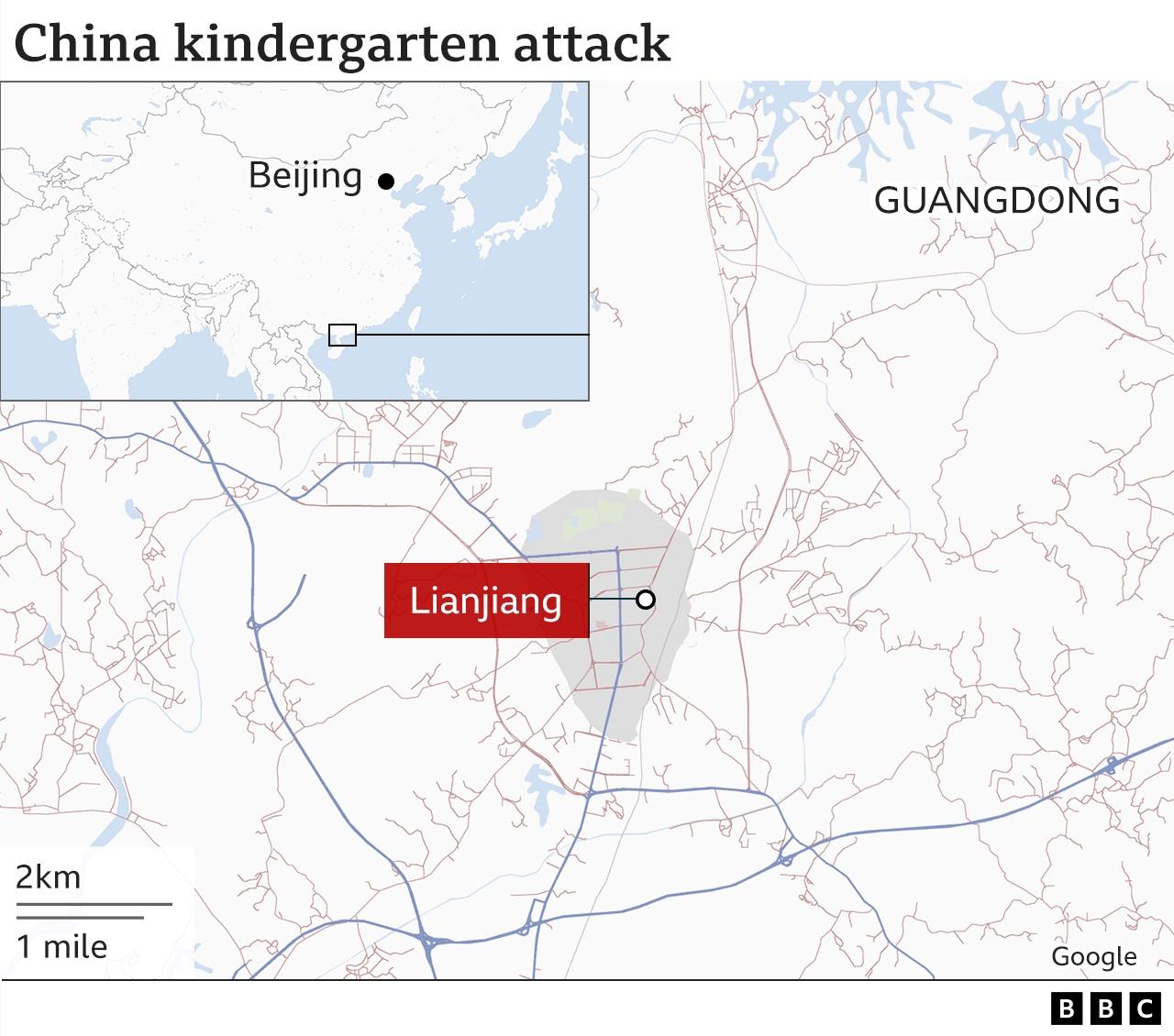 Map showing location of Lianjiang