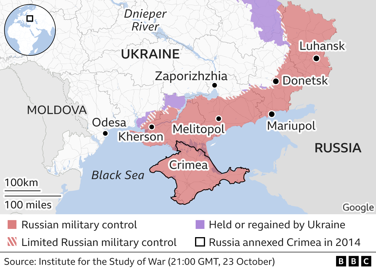 Graphic showing areas of Russian control