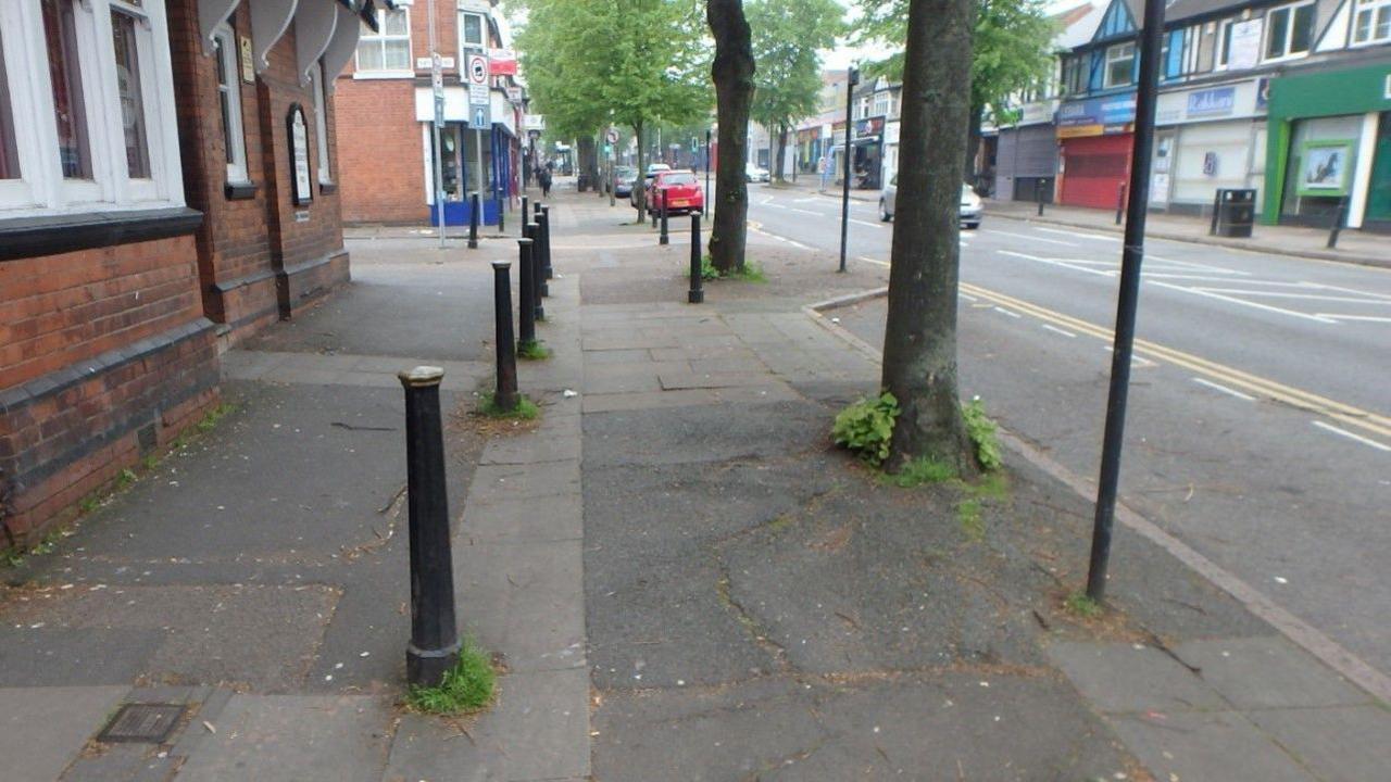 An image of a pavement with cracks in it caused by a lime tree.
