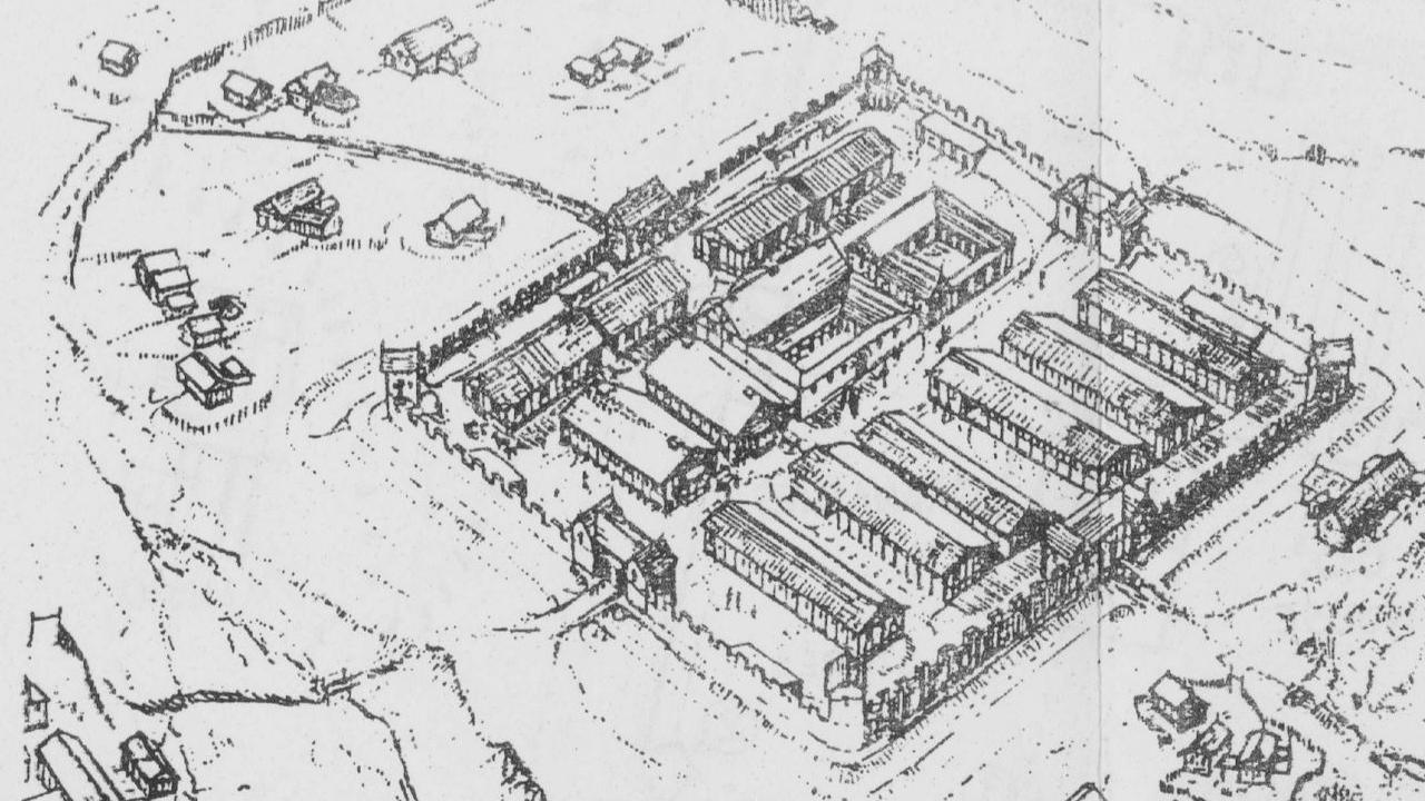 A black and white depiction of the garrison at Melandra