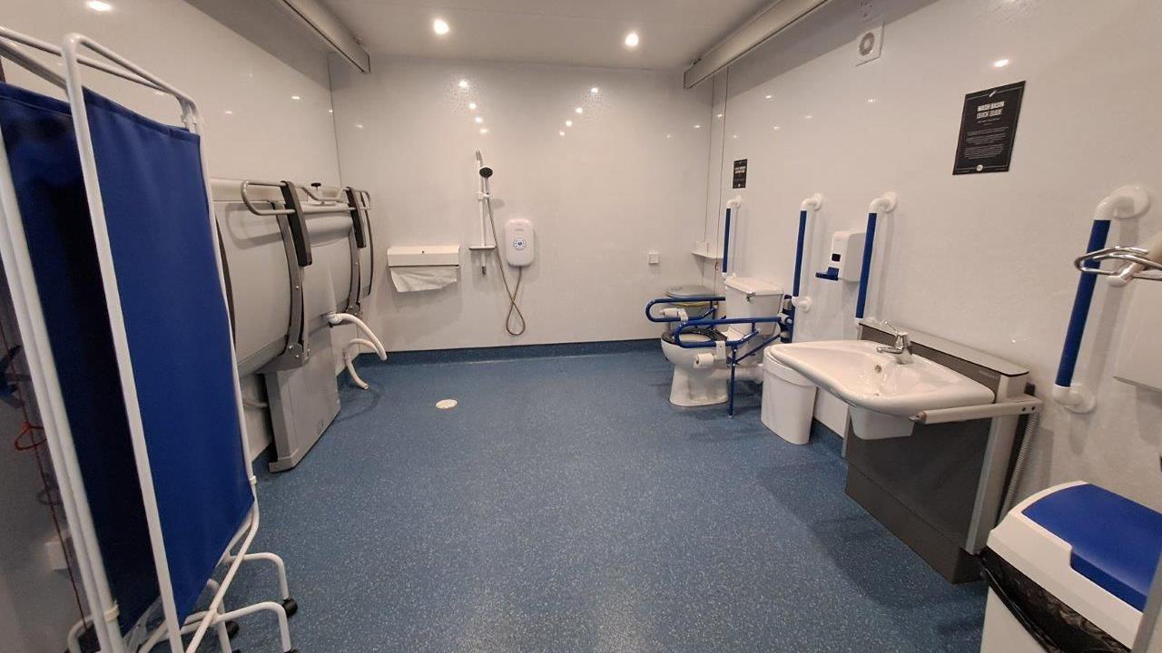 Inside the toilet facility in Hillsborough Park
