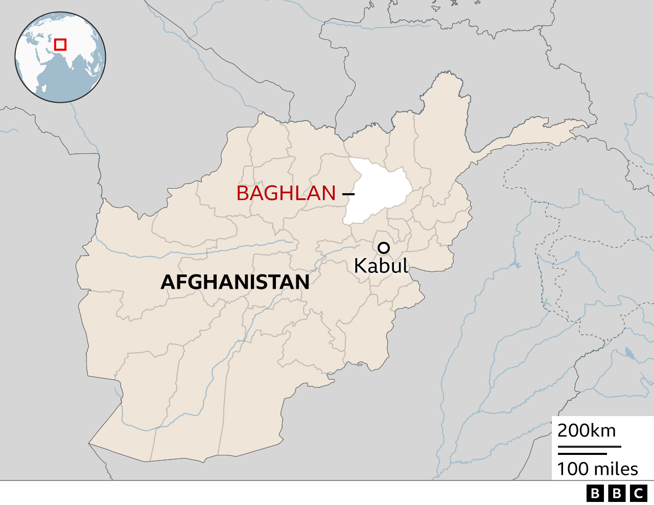 Map of Afghanistan highlighting Baghlan