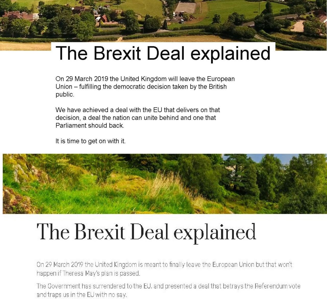 "The Brexit Deal Explained" - two very similar looking websites