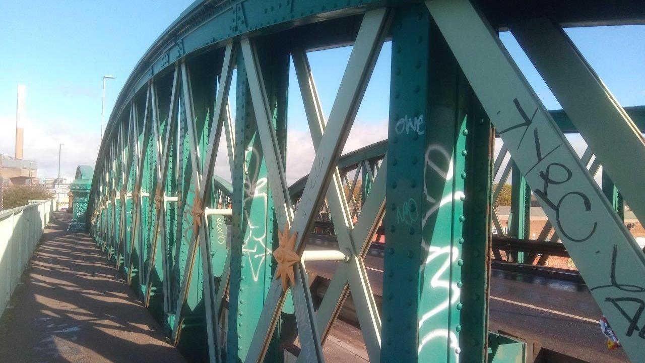 Lady Bay Bridge crossing the River Trent, seen from the pedestrian walkway