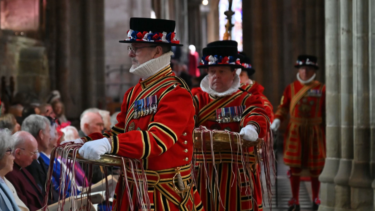 Beafeaters at Worcester cathedral.