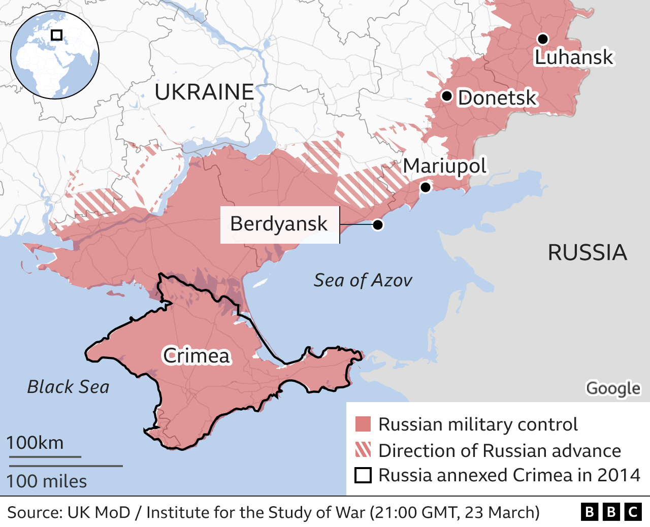 Map of coastline around Berdyansk