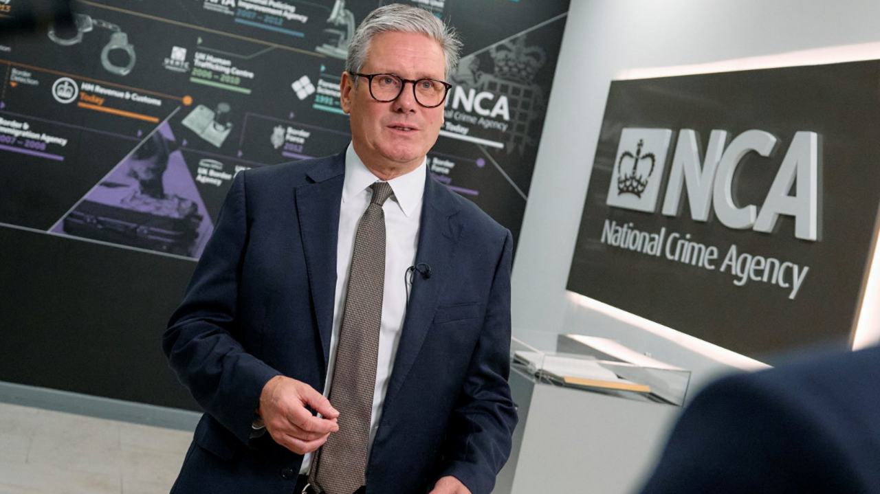 Prime Minister Sir Keir Starmer speaks during an interview with the BBC during a visit to the National Crime Agency (NCA) headquarters in London