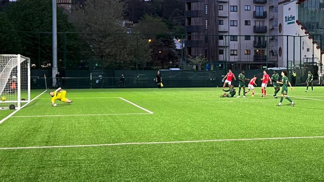 Toby Ritzema had the ball in the Whyteleafe net in the first half - play had already been stopped for a free-kick
