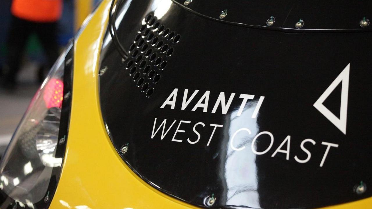 Front of Avanti train in black and yellow livery with new 2024 logo