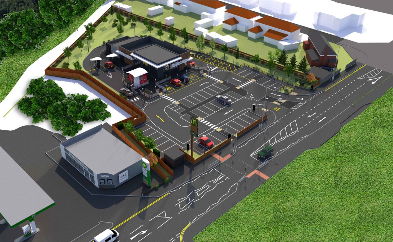 An artist's impression of the proposed McDonald's site in Mousehold Lane, Sprowston, Norfolk