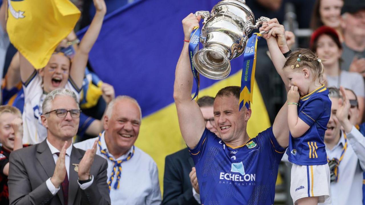 Dean Healy lifts the Tailteann Cup