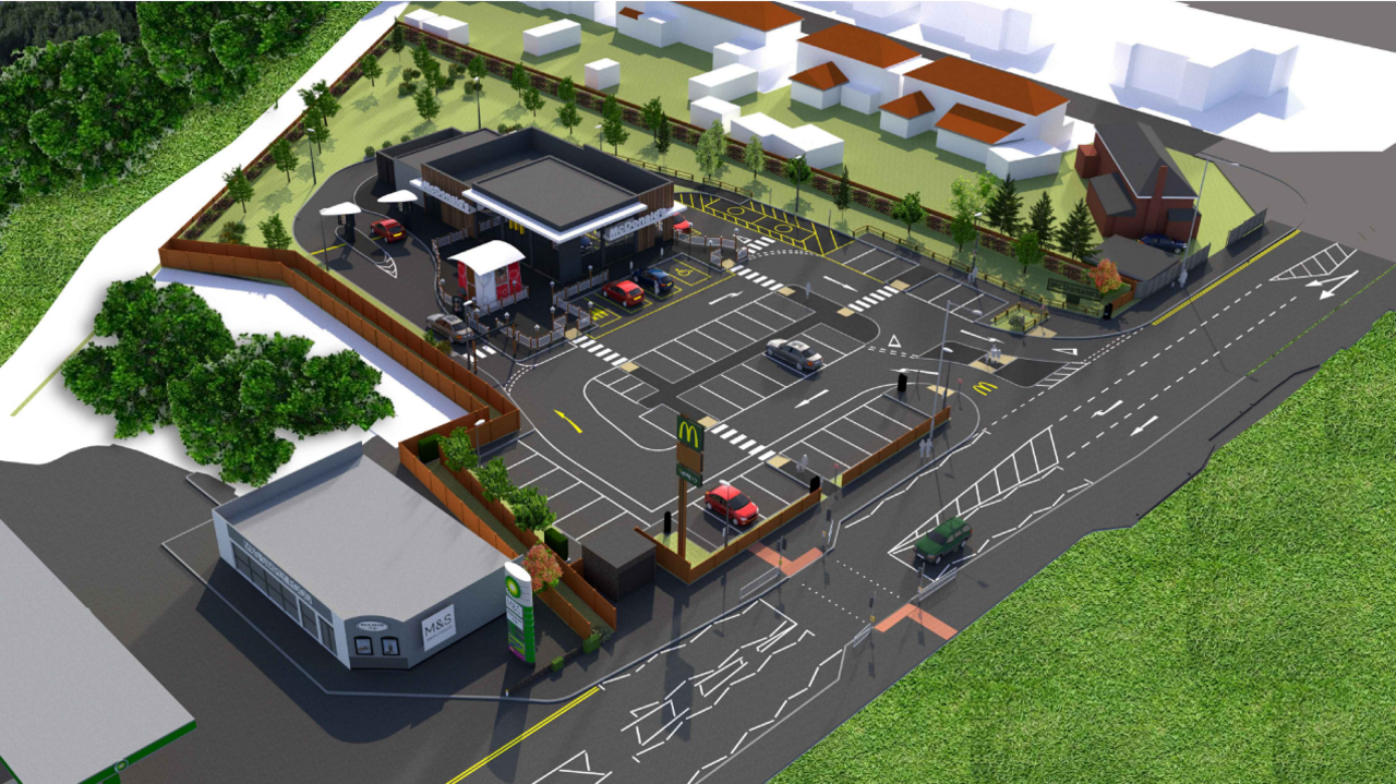 An artist's impression of the proposed McDonald's site in Mousehold Lane, Sprowston, Norfolk