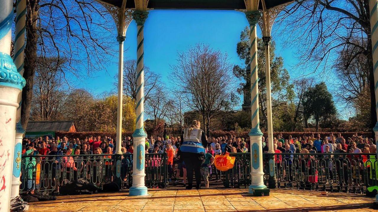 Runners at the bandstand in Shrewsbury 