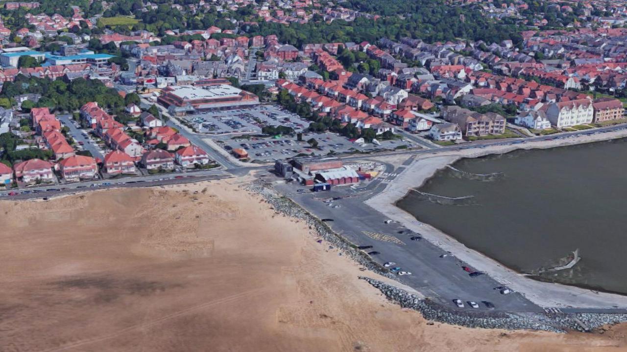 An aerial view of West Kirby beach 