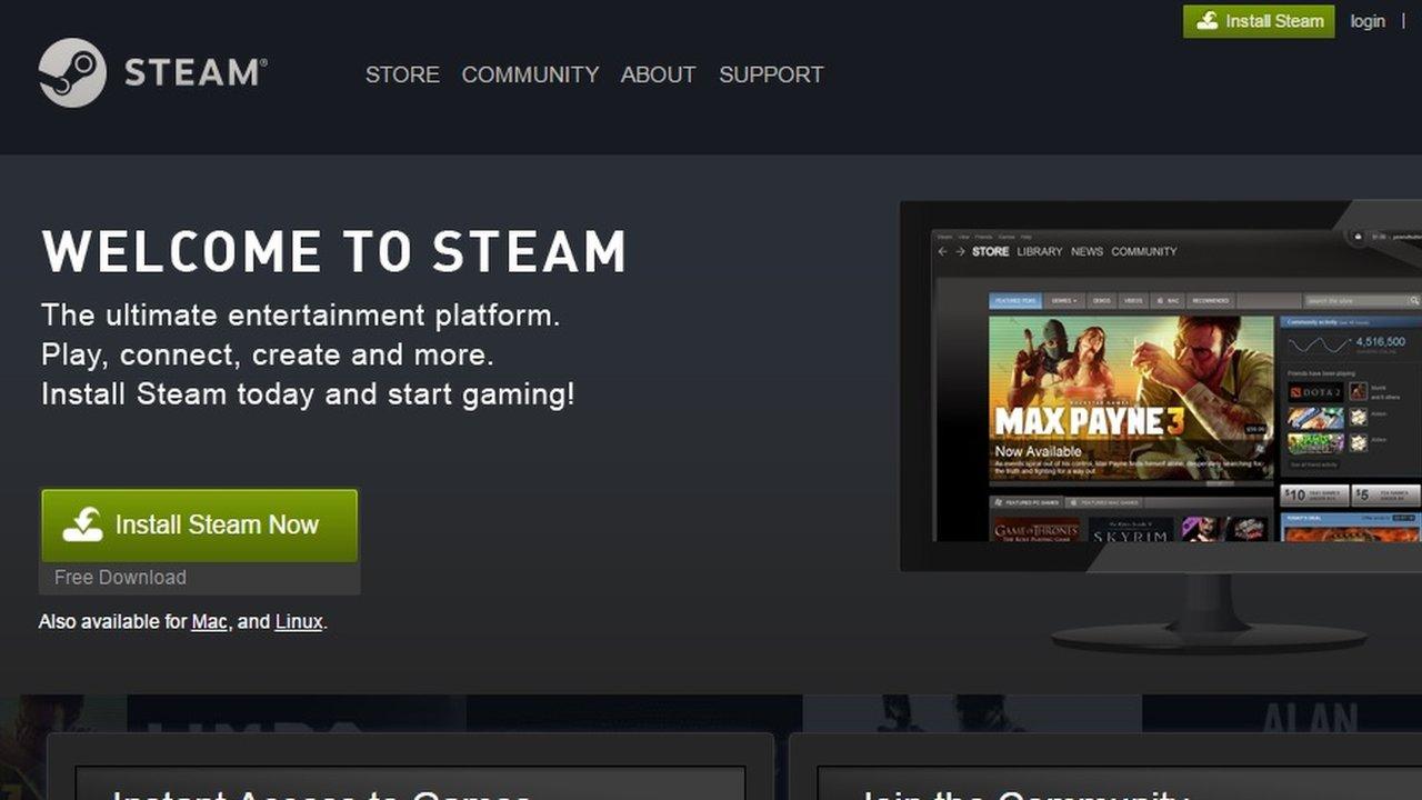 Steam homepage