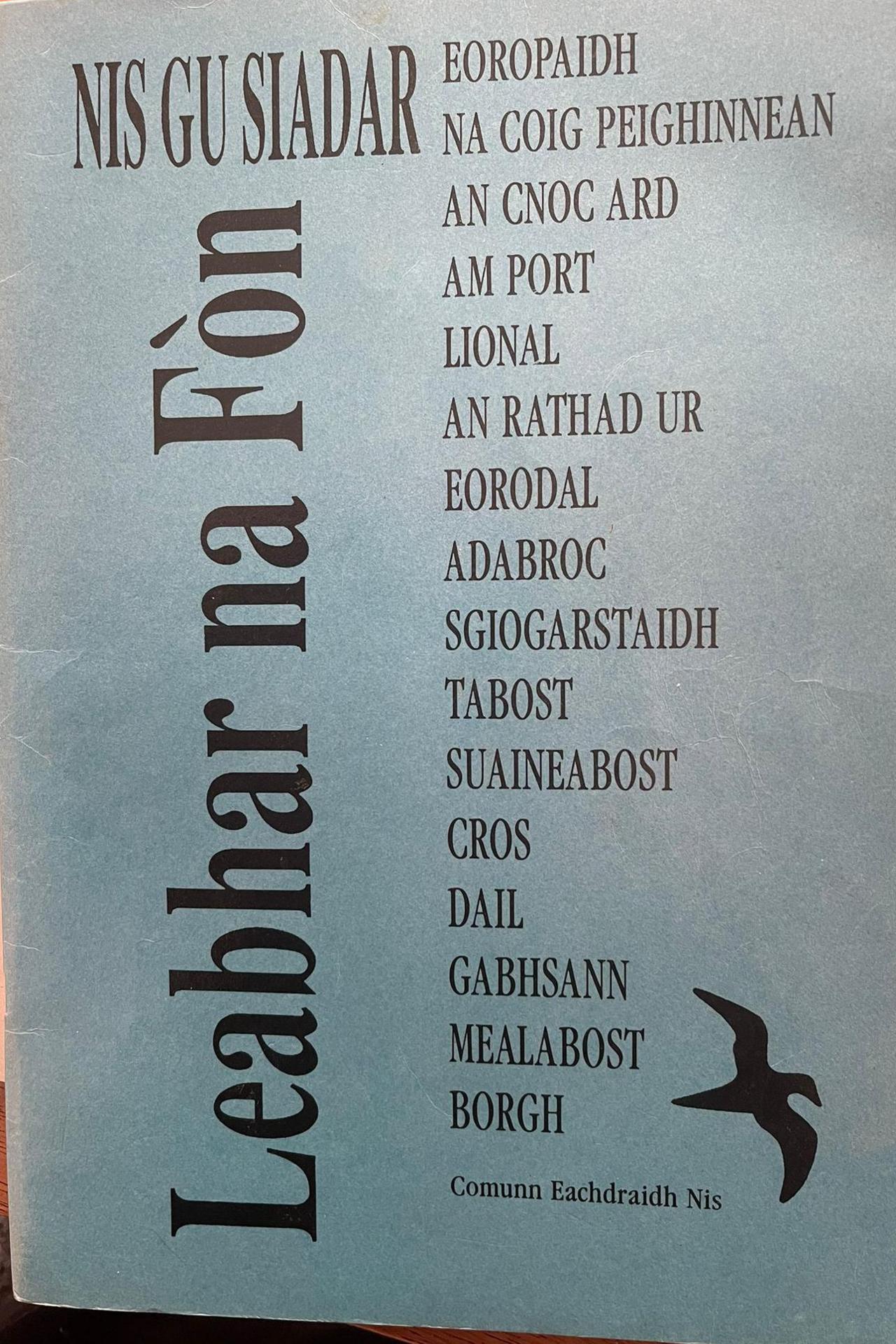 The cover features words in Gaelic, including place-names. There is a stylised image of a gannet.