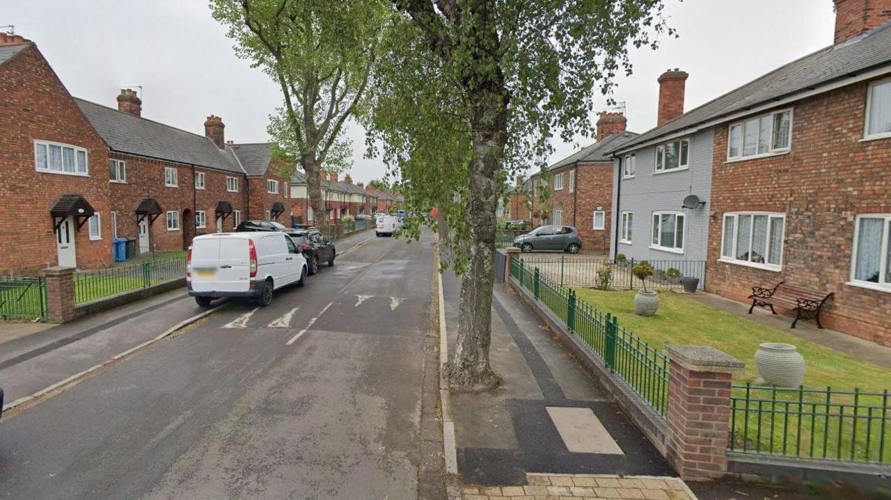 Row of houses on River Grove in Hull