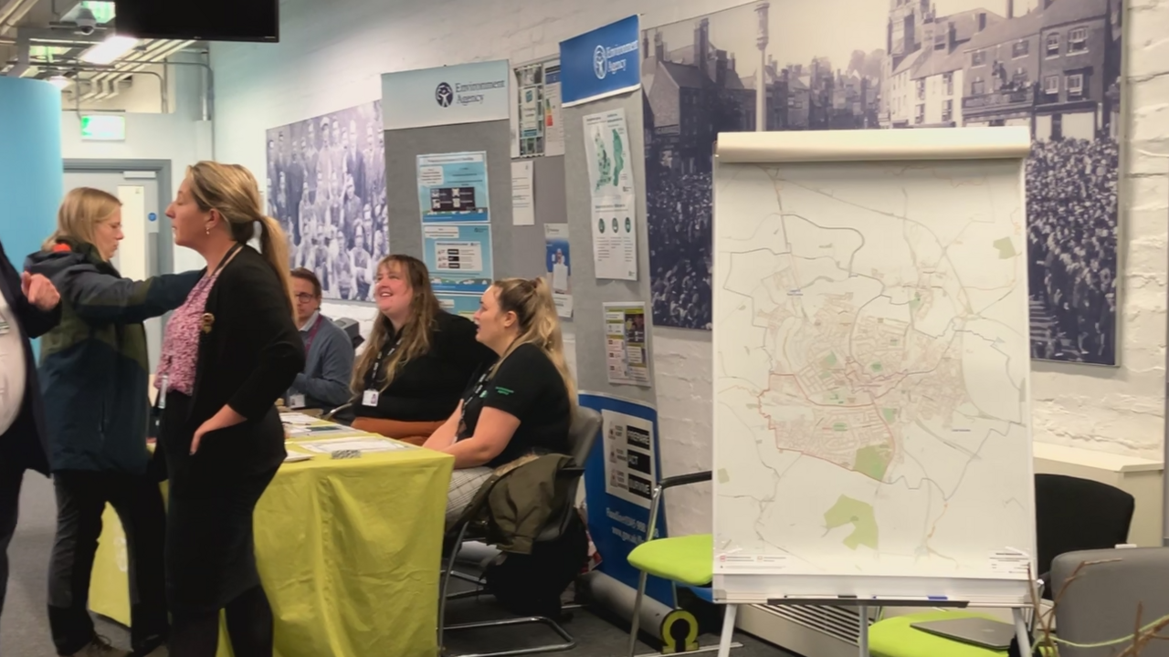 Visitors to the flooding drop-in event in Market Harborough