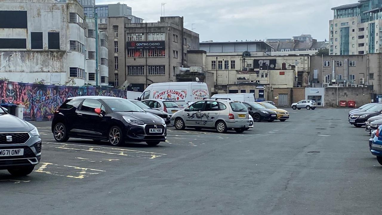 Campbell Court car park with cars parked