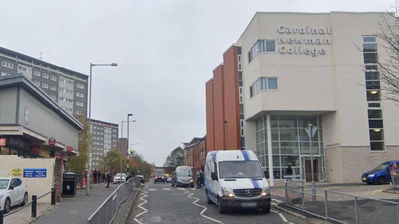 road and crossing outside the college