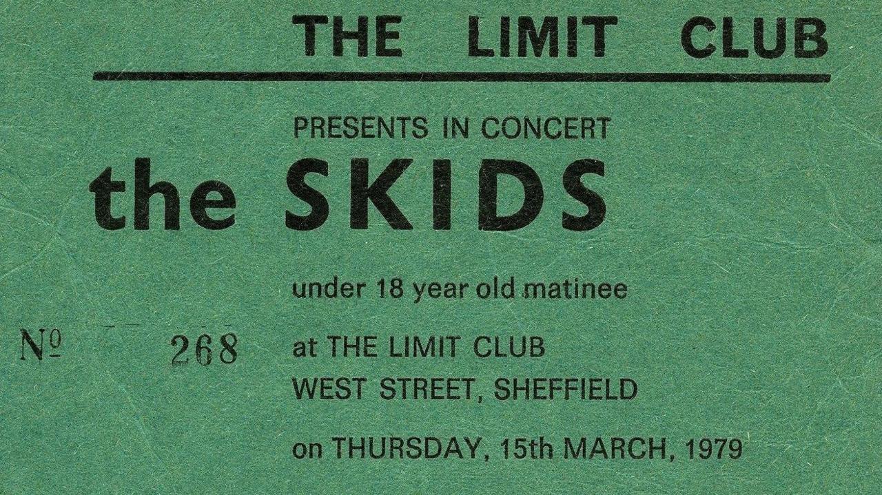 An old ticket to see The Skids for The Limit in Sheffield, circa 1979
