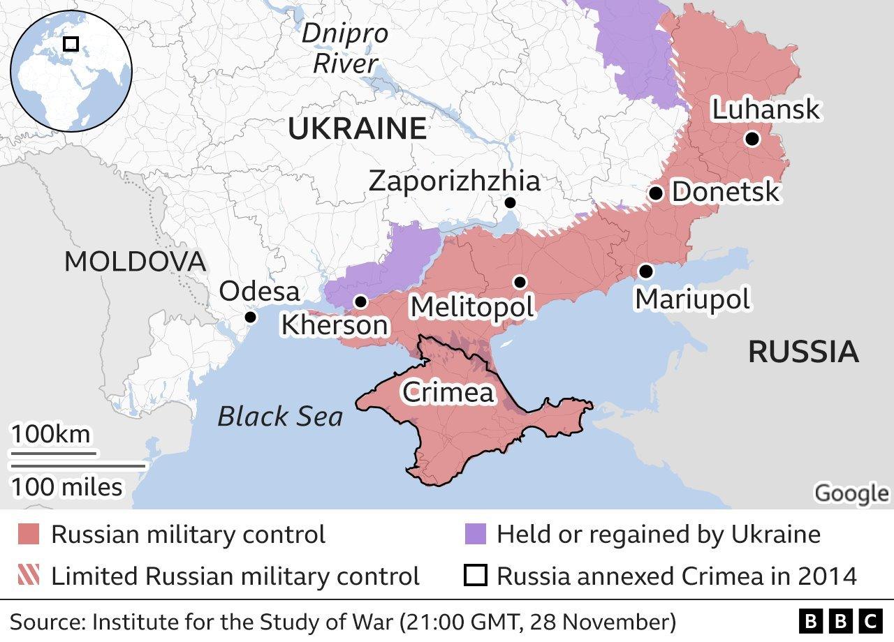 Control map of southern Ukraine