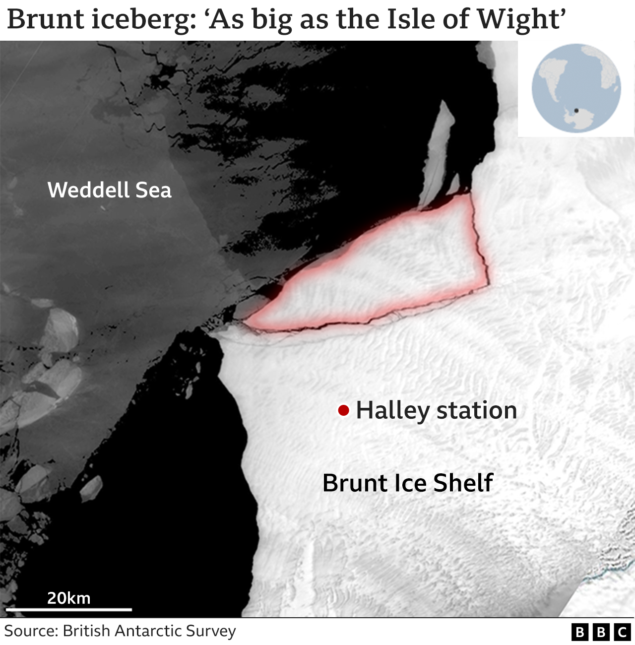 A satellite view of the new iceberg