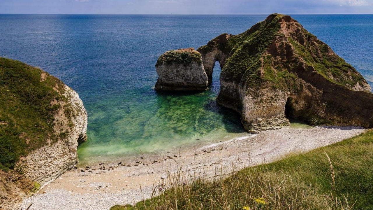 The Drinking Dinosaur, a chalk-cliff formation at Flamborough Head in East Yorkshire