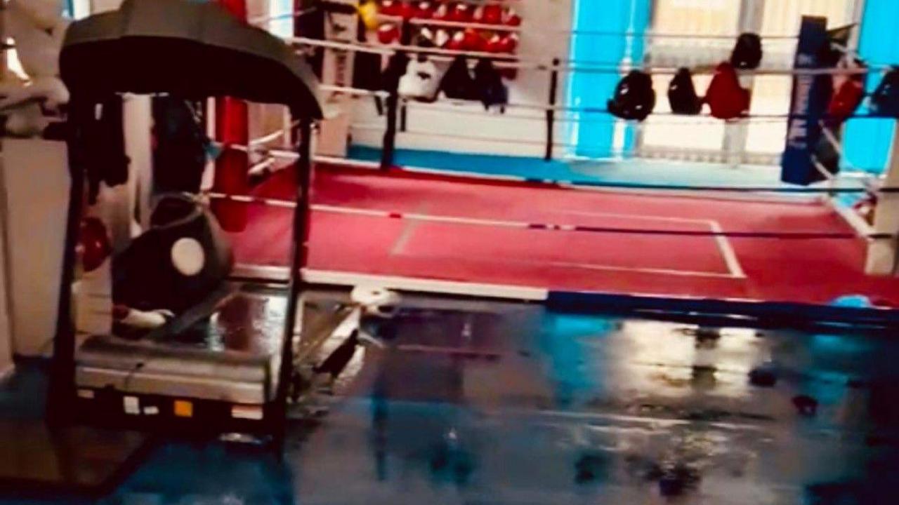 Wet floor and equipment at Wellington Boxing Academy