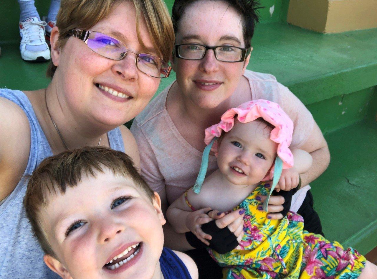 Katie Eaglesham-Atkins with her wife and two children