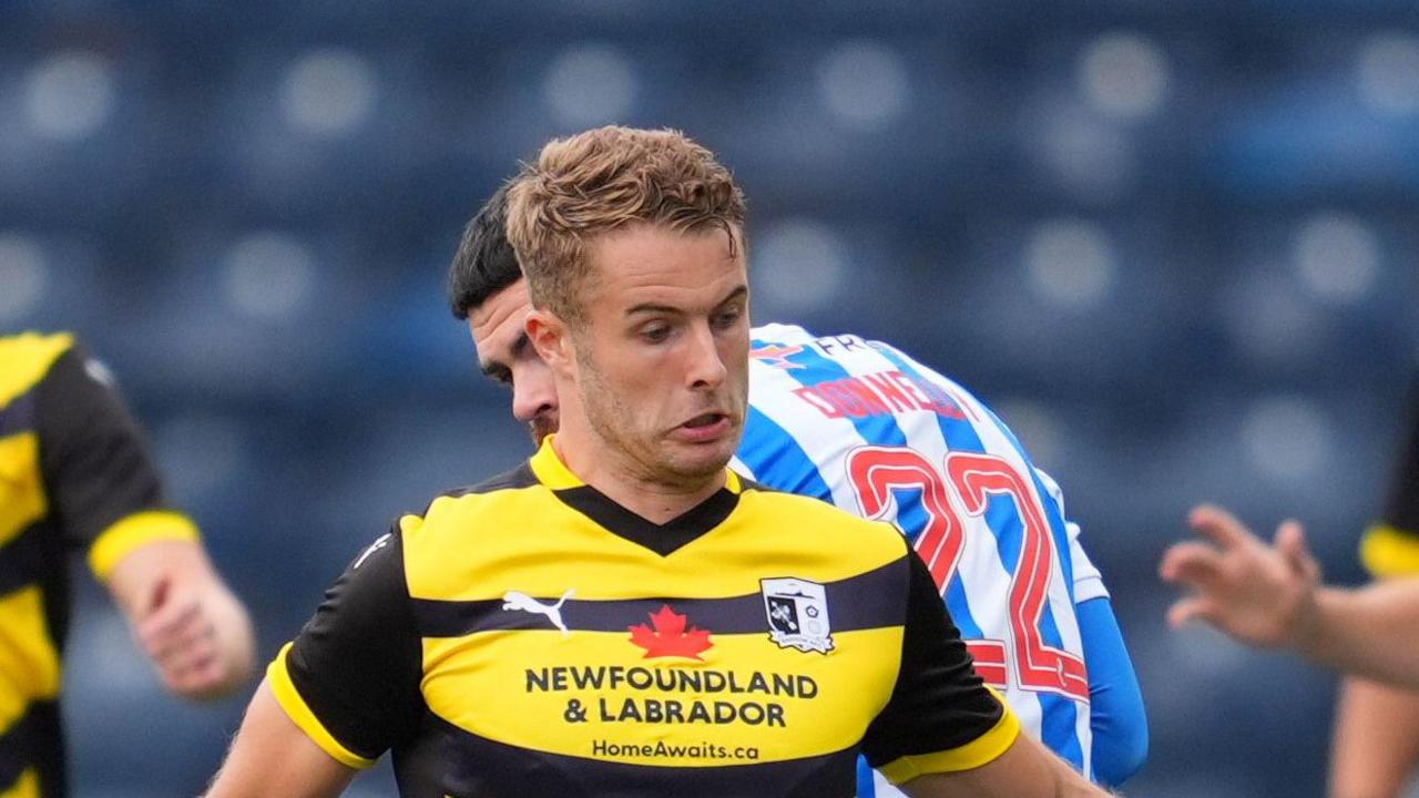 Andy Dallas playing for Barrow away to Kilmarnock in a pre-season friendly