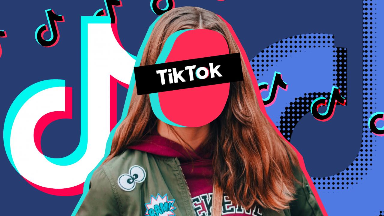 TikTok logo with an anonymous girl