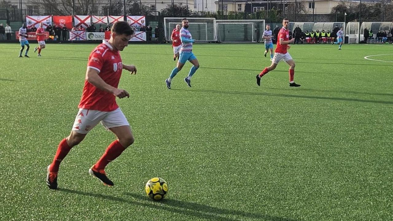 Action from Jersey Bulls v Margate