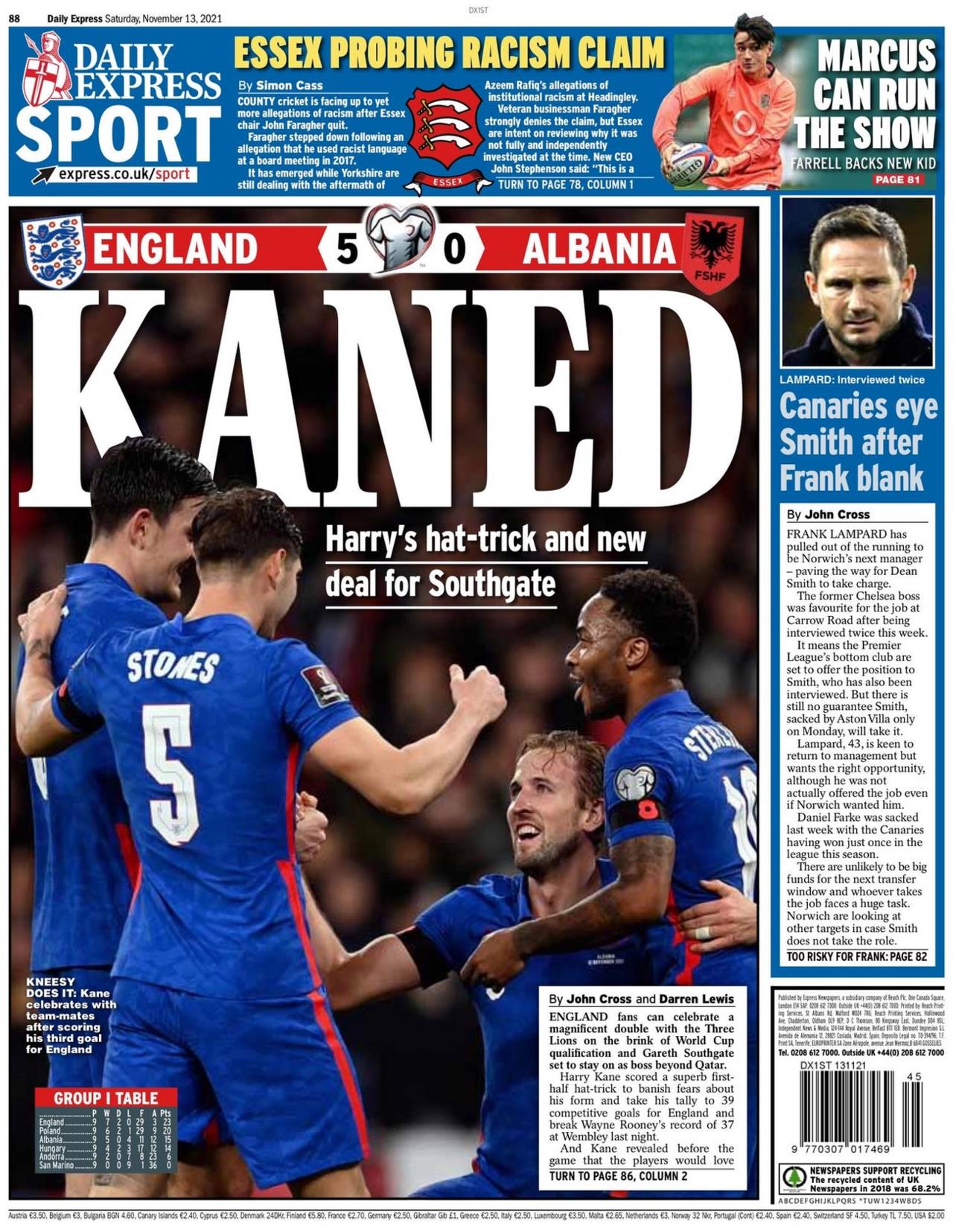Saturday's Express sport
