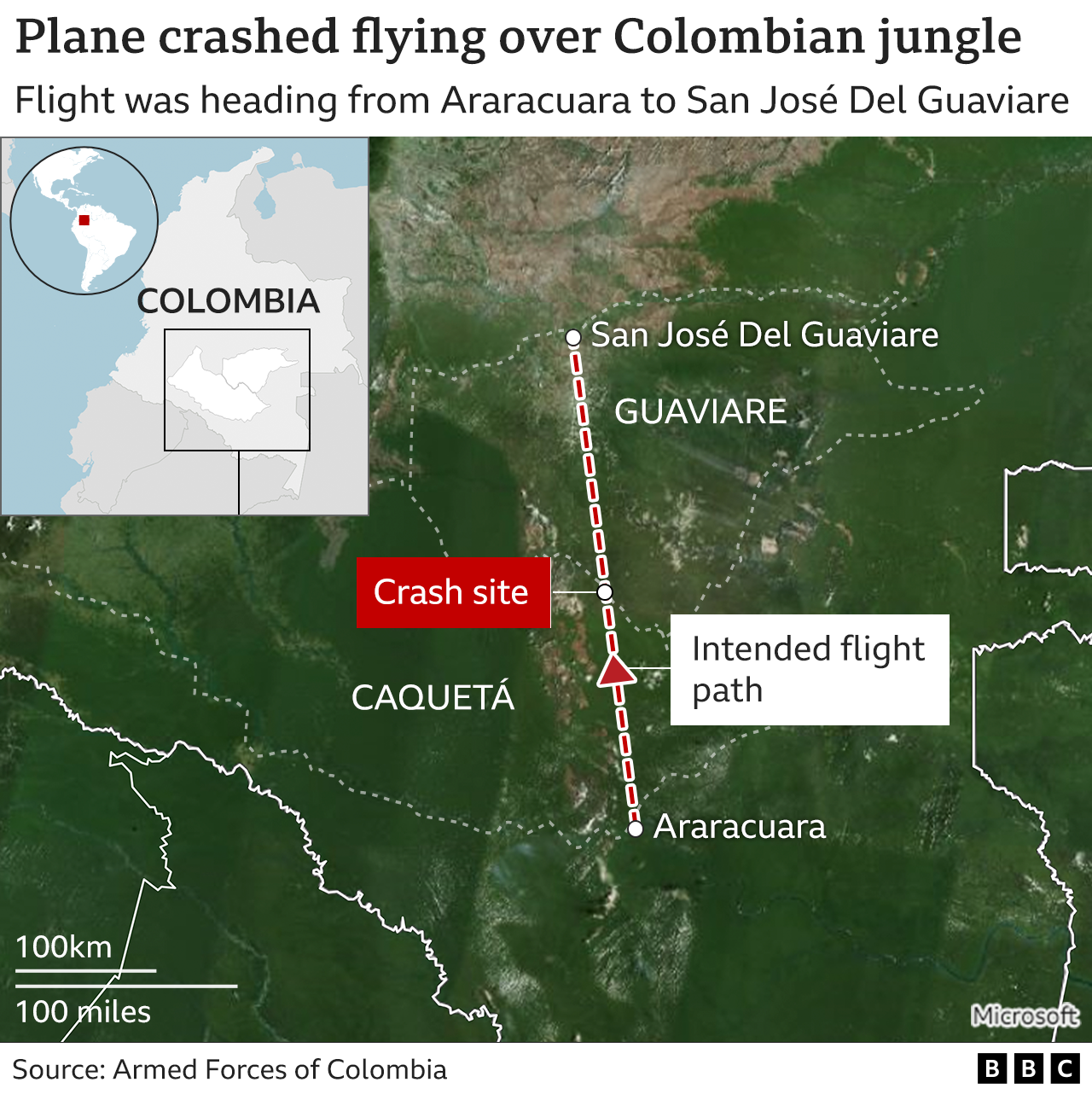 Map showing the intended route of the flight carrying the children