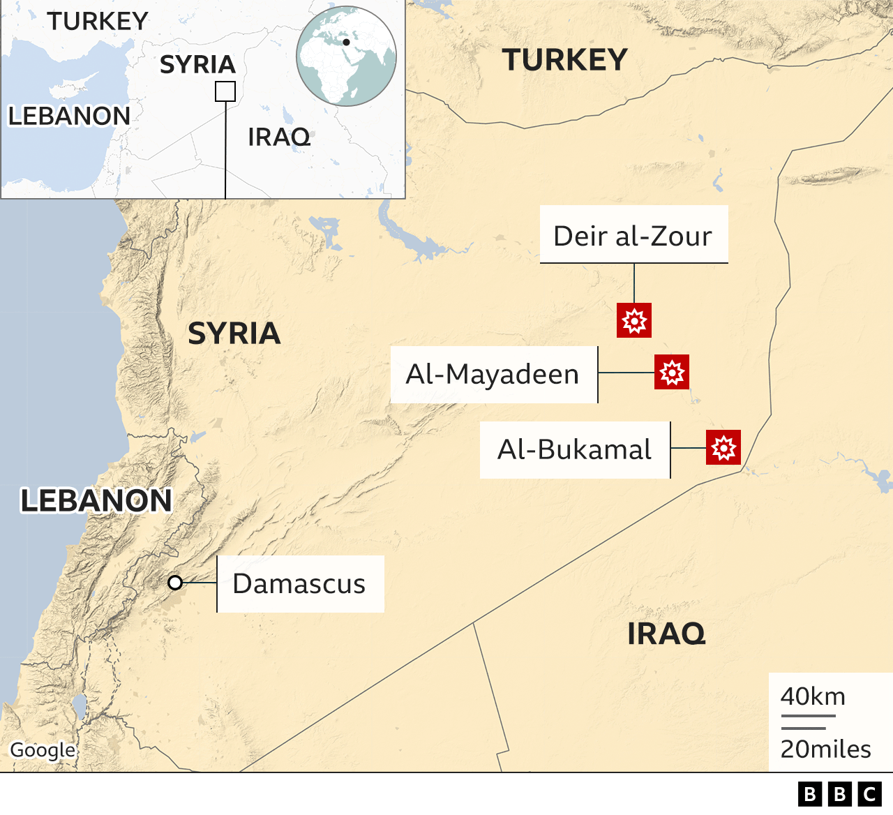 Map showing where targeted positions are located