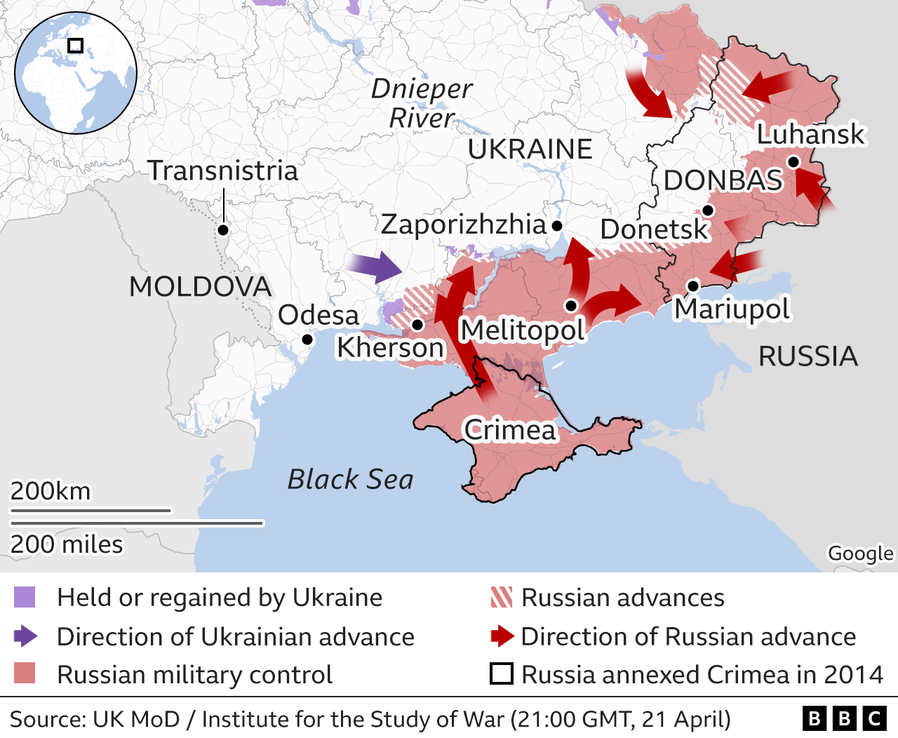 A map showing the location of Transnistria